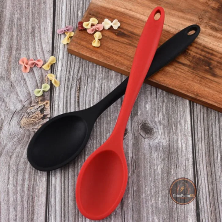 KIT 2 Utensílios de cozinha de colher de silicone macio promoção vermelha