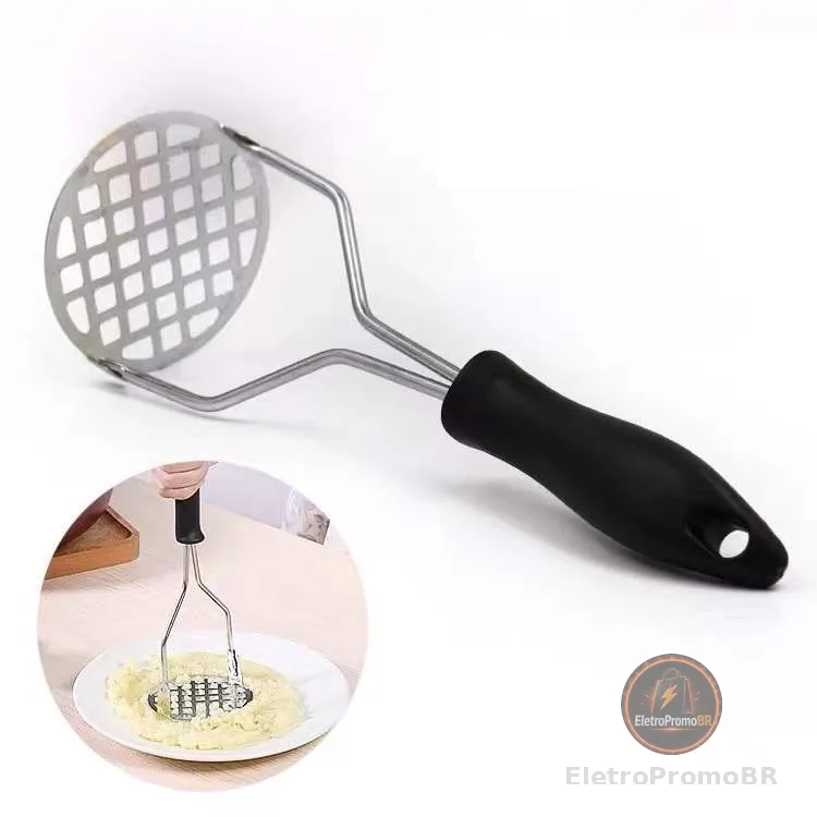 Amassador Batatas Legumes Feijão Aço Inox Cabo De Plastico