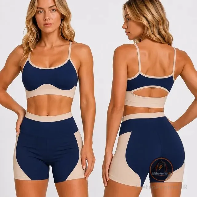 Conjunto Fitness Academia Treino Anatomico Top Duplo Recorte