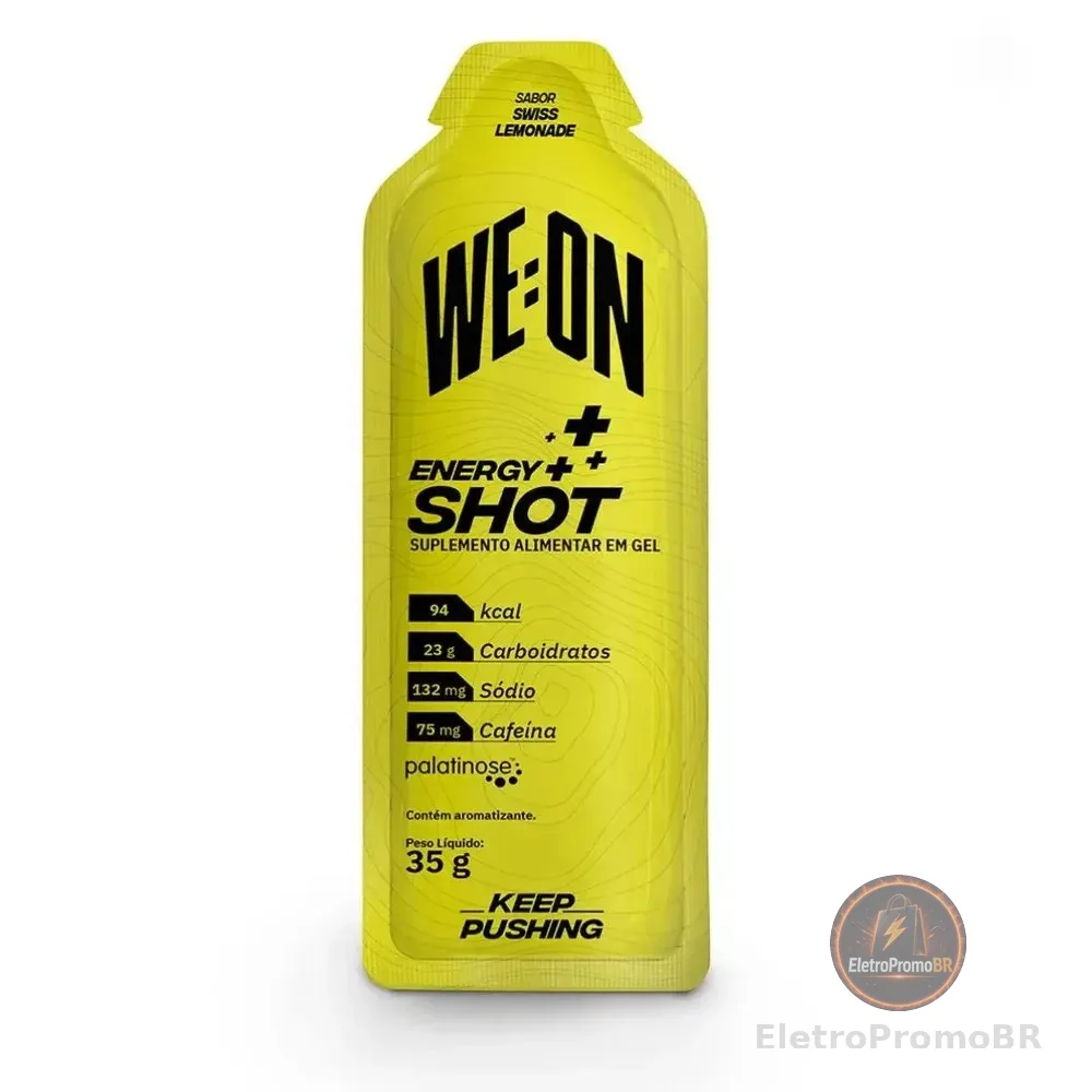 Gel Carboidrato carbo We:On Energy Shot Limonada Suíça Caixa 10 Sachês Vegano Sem Glúten