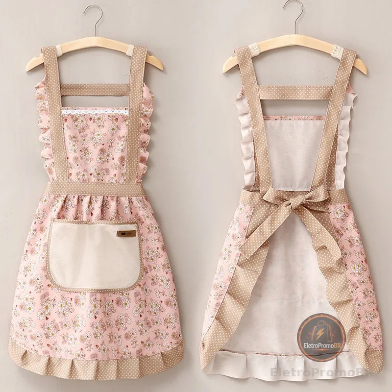 Avental De Princesa Em Renda Floral Com Um Bolso Para Toalhas De Mão À Prova D'água E Resistente Ao Oleo ANJIN.B