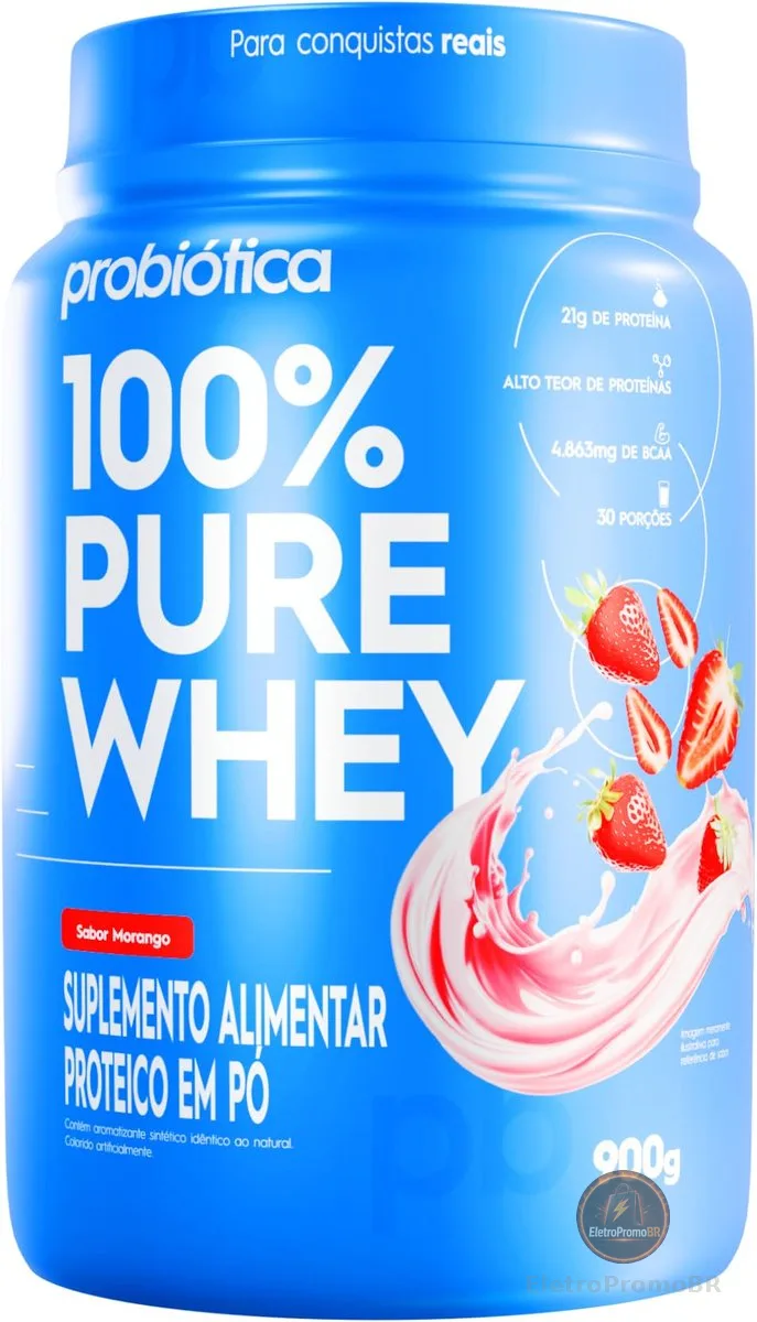 100% Pure Whey (900g), Morango, Probiótica