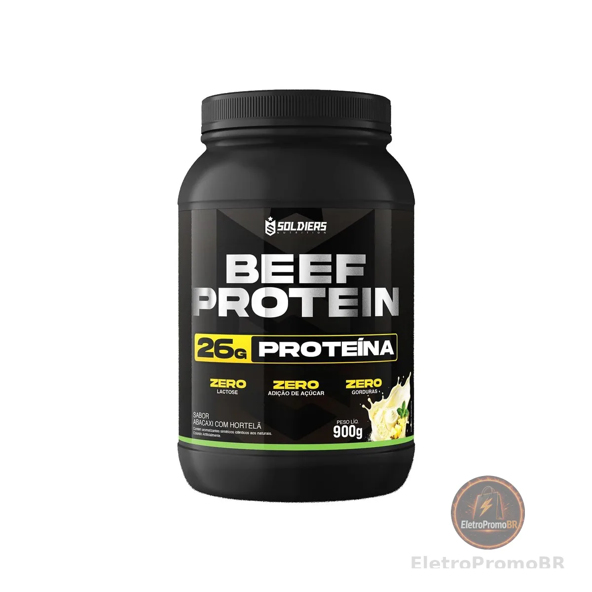 Beef Protein Suplemento Alimentar de Proteínas em Pó 900g - Soldiers Nutrition (Abacaxi Com Hortelã)