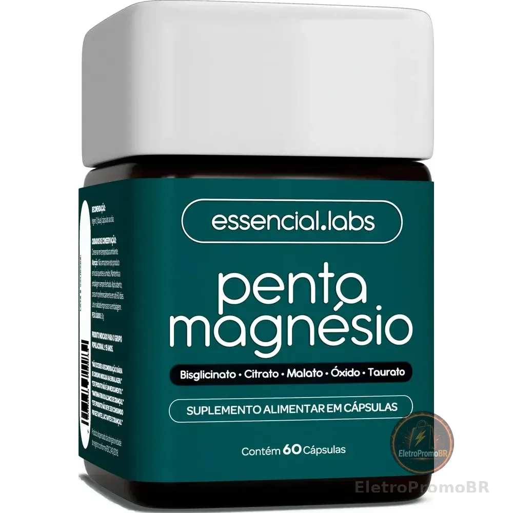 Penta Magnésio - Dimalato + Bisglicinato + Citrato + Taurato + Óxido De Magnésio - A Combinação Perfeita De 5 Magnésios Com Máxima Pureza E Biodisponibilidade - 60 Cápsulas Sem Sabor