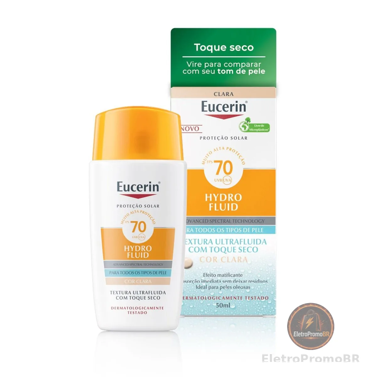 Eucerin Sun Protetor Solar Hydro Fluid Facial Cor Clara FPS70 50ml