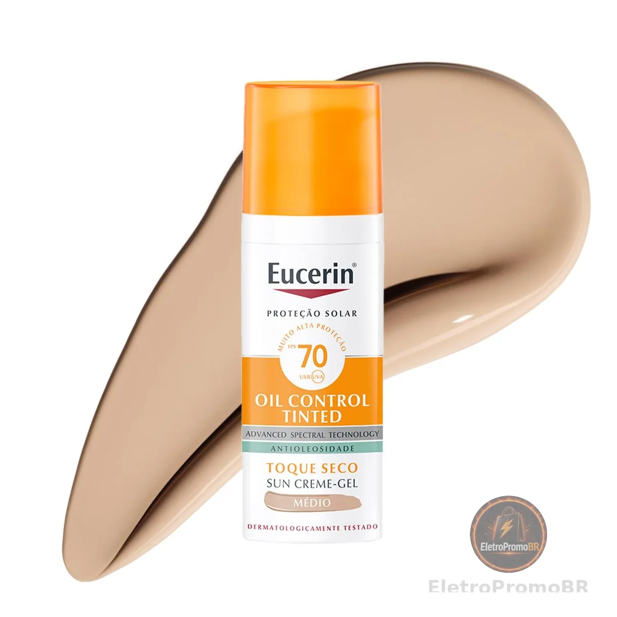 EUCERIN Protetor Solar Facial Oil Control Com Cor, FPS70 50ml, Antioleosidade, Proteção UVA, UVB e Luz Visível, Pele Oleosa