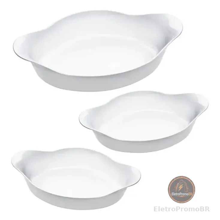Marinex Conjunto De Assadeiras Oval Opaline 3 Peças Branco
