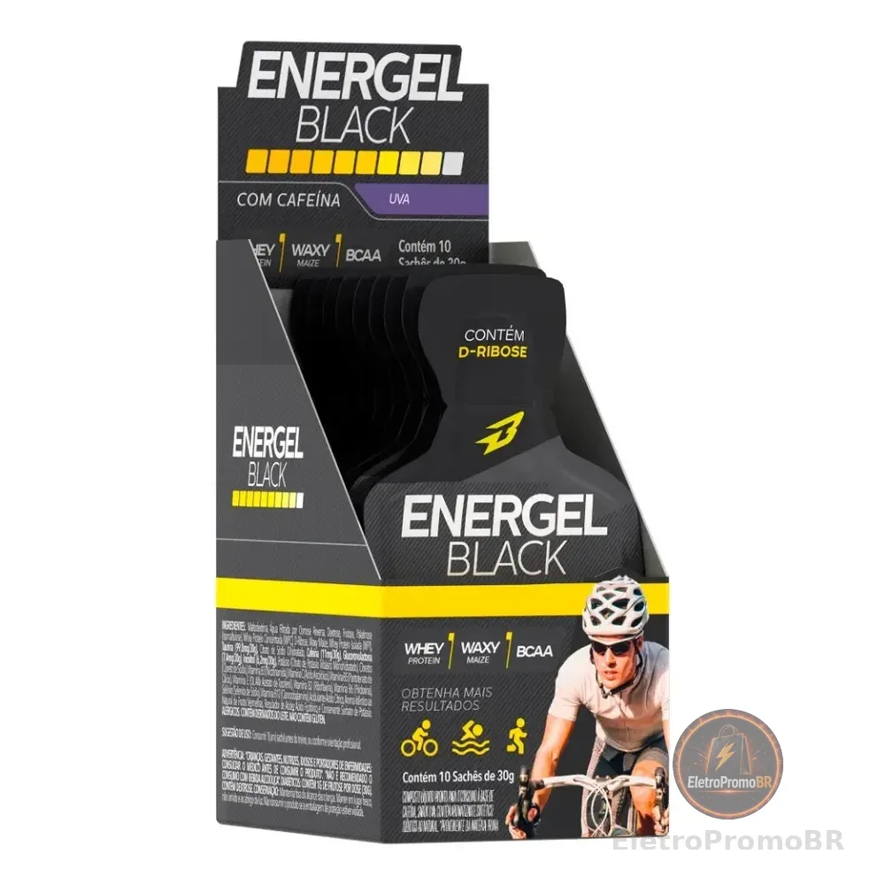 Gel Energel Black Cx 10 Sachês - Bodyaction Sabor Uva