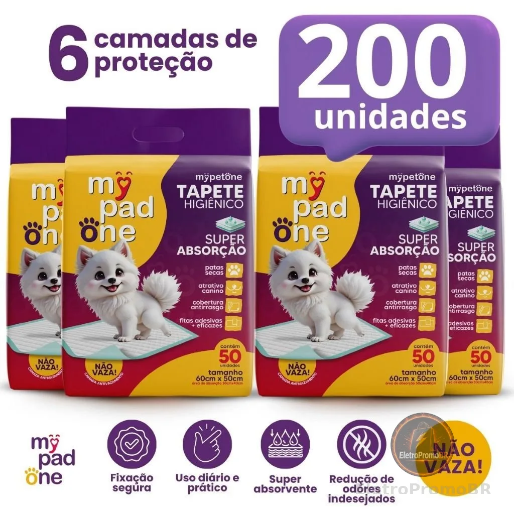 Tapete Higiênico Premium Slim para Caes MyPadOne 60x50 cm Ultra Absorção Envio Imediato - 50 a 200 Unidades