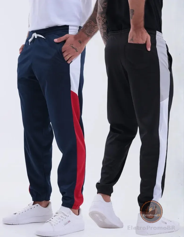 Kit2 Calça Moletom Masculina Academia Corrida Chimpa Esporte Preto G