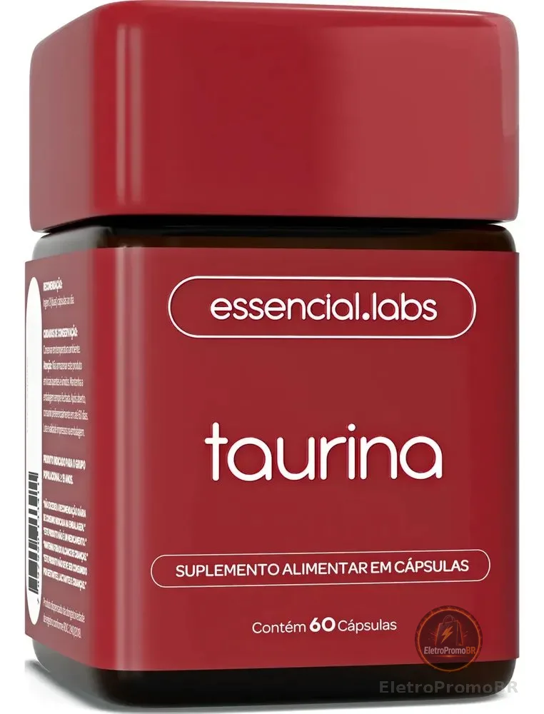 TAURINA com 1000mg por Dose - Fórmula Exclusiva com Máxima Concentração e Absorção - 60 Cápsulas