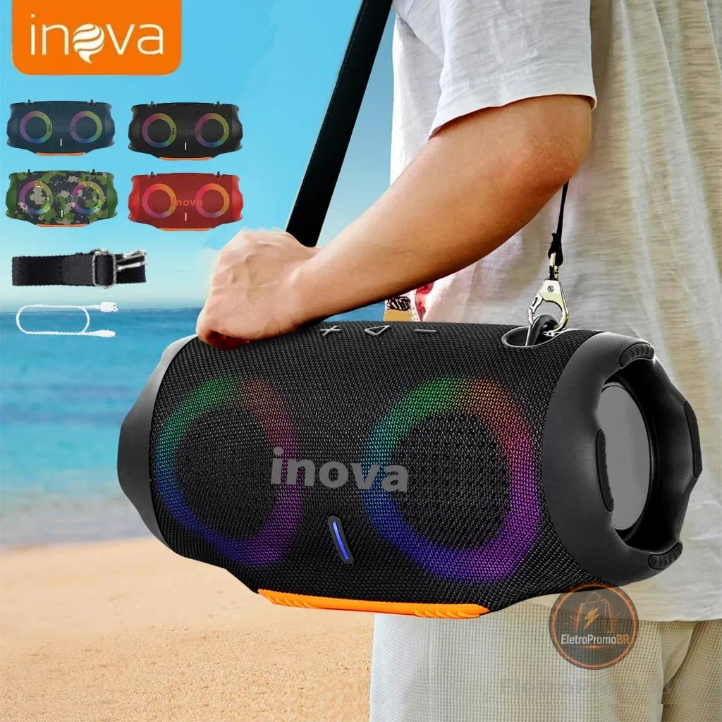 Inova caixa de som bluetooth tws Luz RGB Xtreme 4 Pen Drive FM Tipo-C Resistente A Água IPX6 Caixinha de Som Boombox