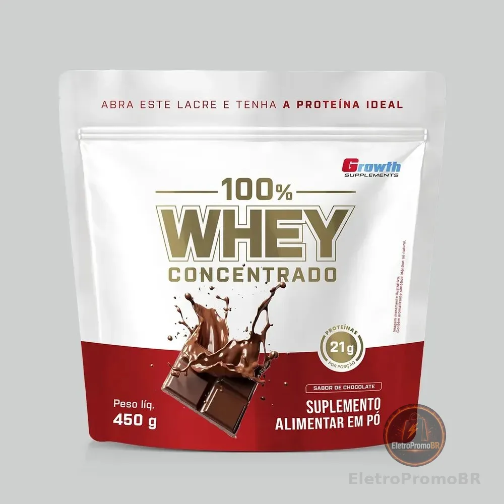 100% Whey Concentrado 450g Growth Supplements Chocolate