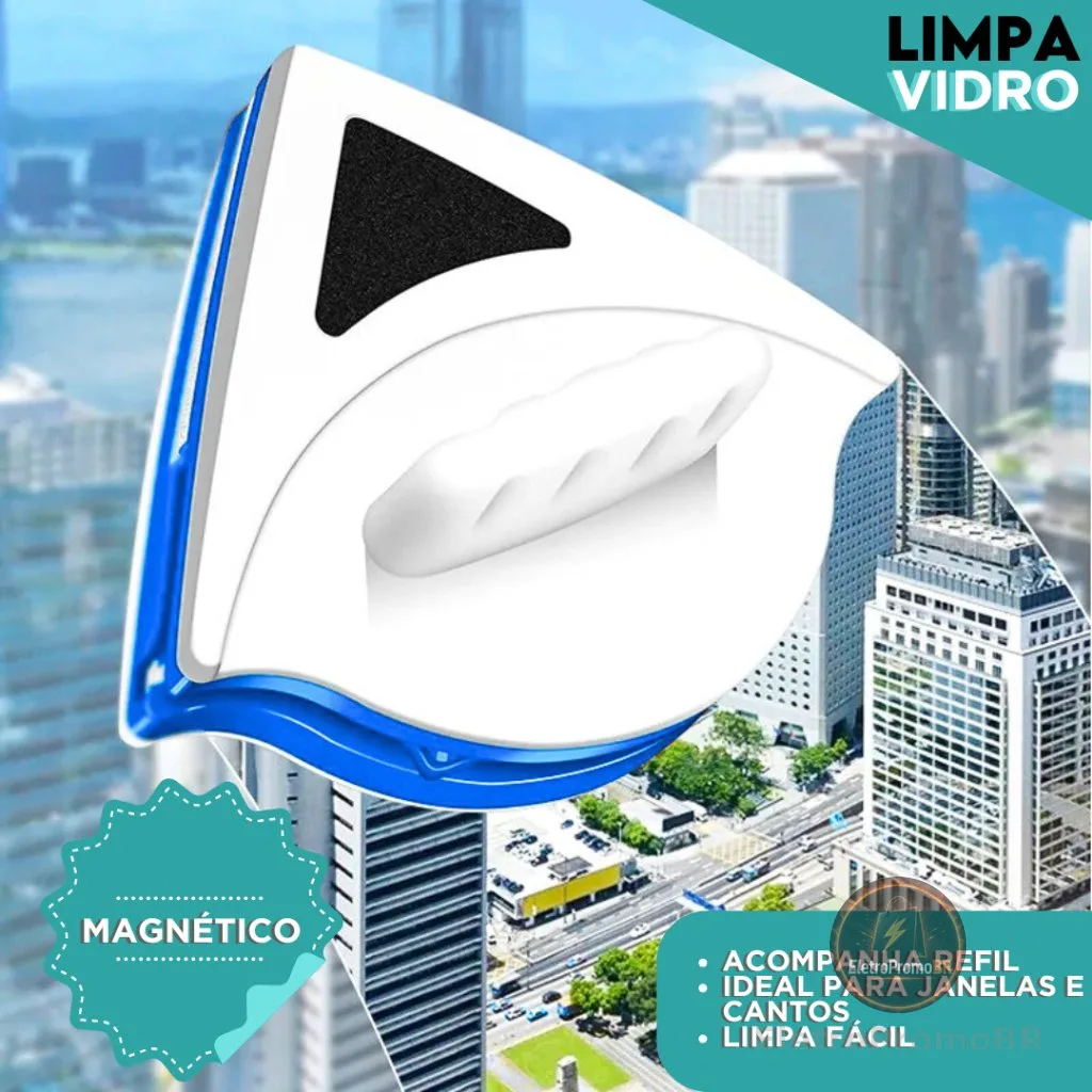 Limpa Vidro Magnético - Dupla Face C/ Super Imã Mágico | CH