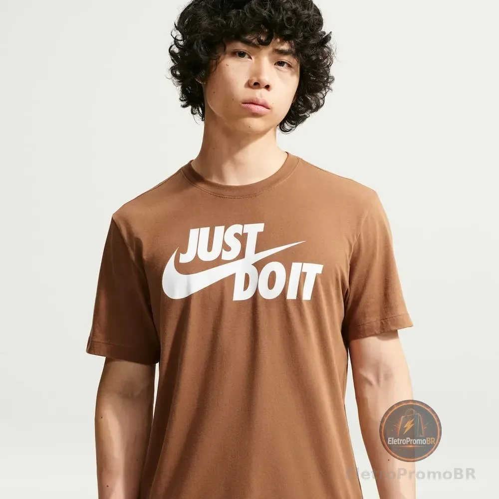 Camiseta Nike Sportswear Jdi Masculina Marrom/branco G