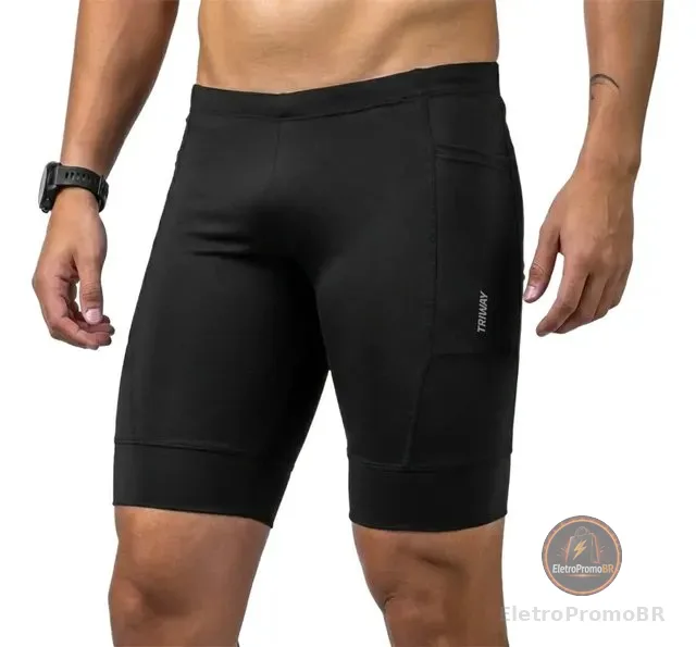 Bermuda De Corrida Masculina Compressão Bolsos Triway Sports