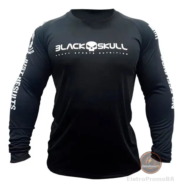 Camiseta Dry Fit Soldado Bope Manga Longa Black Skull