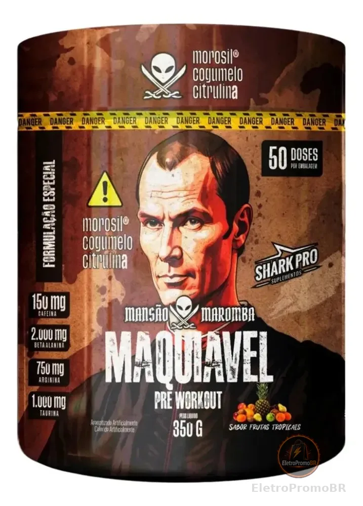 Maquiavel Pré Treino Pote 350g Shark Pro Sabor Frutas Tropicais