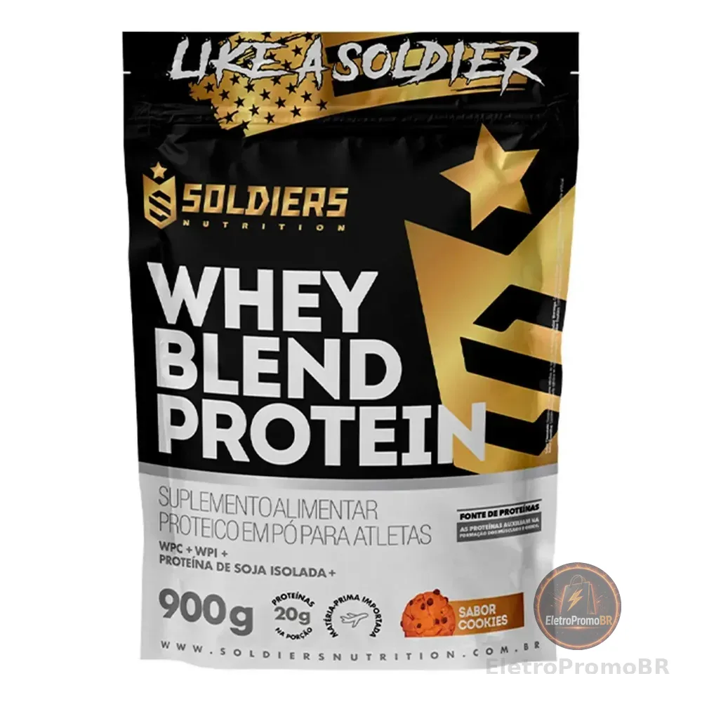 Whey Blend Protein Concentrado E Isolado 900g Sabor Cookies Soldiers Nutrition Biscoitos