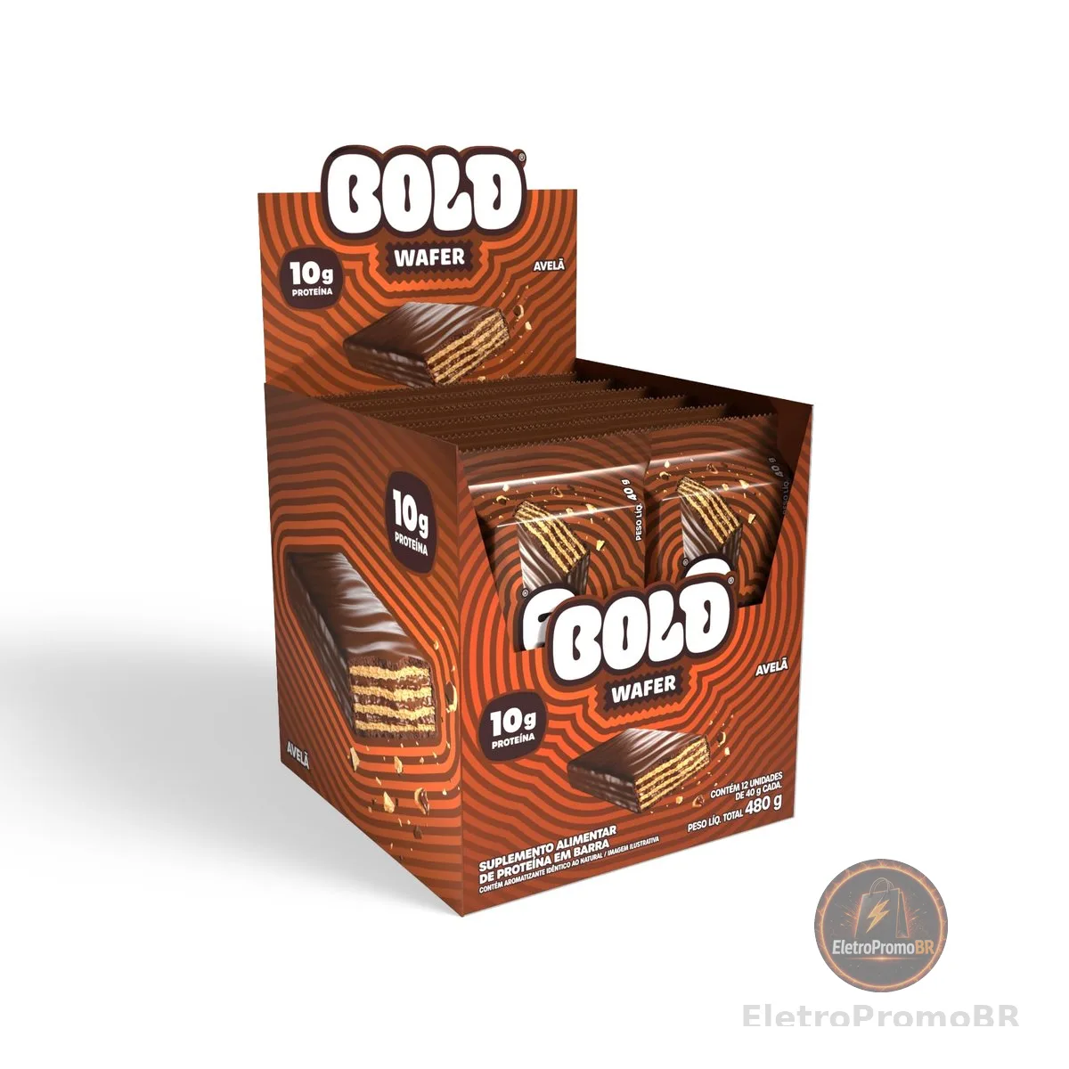 BOLD Wafer Proteico 40g 10g Proteína Snack Avelã