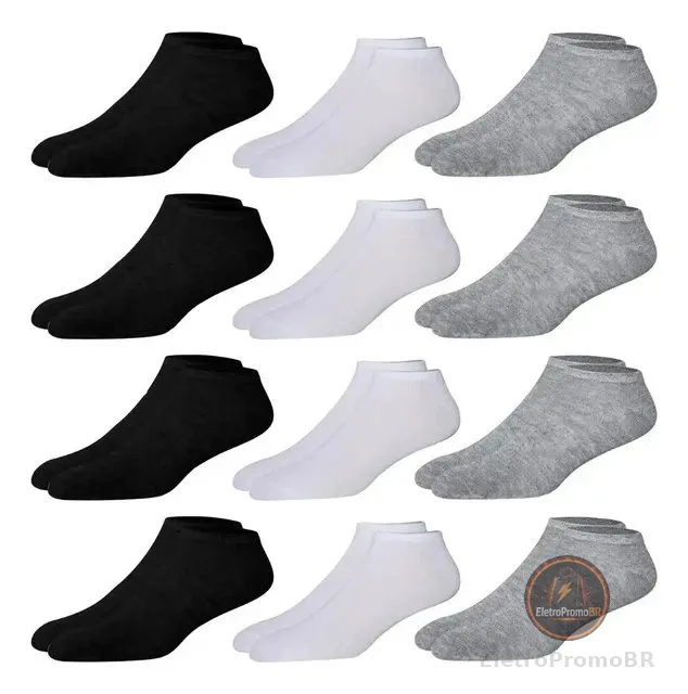 Kit 12 Pares Meia Soquete Cano Curto Preto 38 Ao 44 Premium