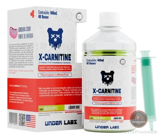 Under Labz Carnitina X Carnitine Under 250ml Labz Sem Cafeína Picolinato De Cromo Líquido Maçã Verde