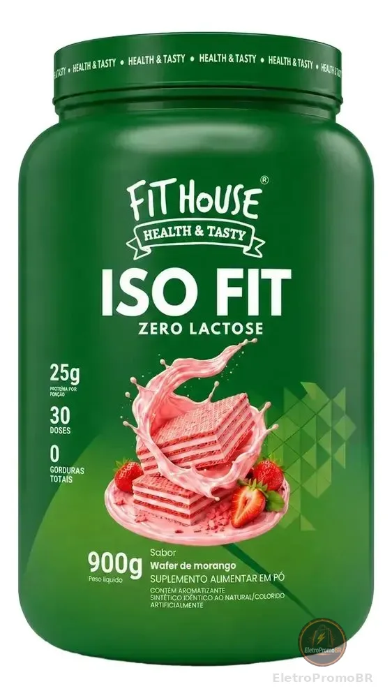 Iso Fit Proteina Isolada Zero Lactose Fit House 900g Wafer De Morango