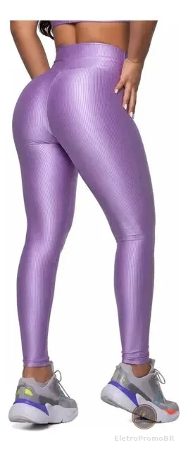 Legging Fitness Malha Trilobal Canelada  Feminina Academia