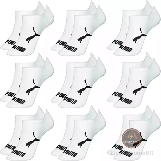 Kit 9 Pares Meias Puma Sapatilha Cano Baixo Algodão Original