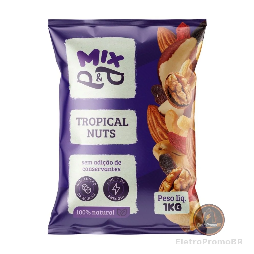Mix Tropical Nuts 1Kg Castanha de Caju do Pará Amendoa Nozes Uva Passa Amendoim Gojiberry P&P