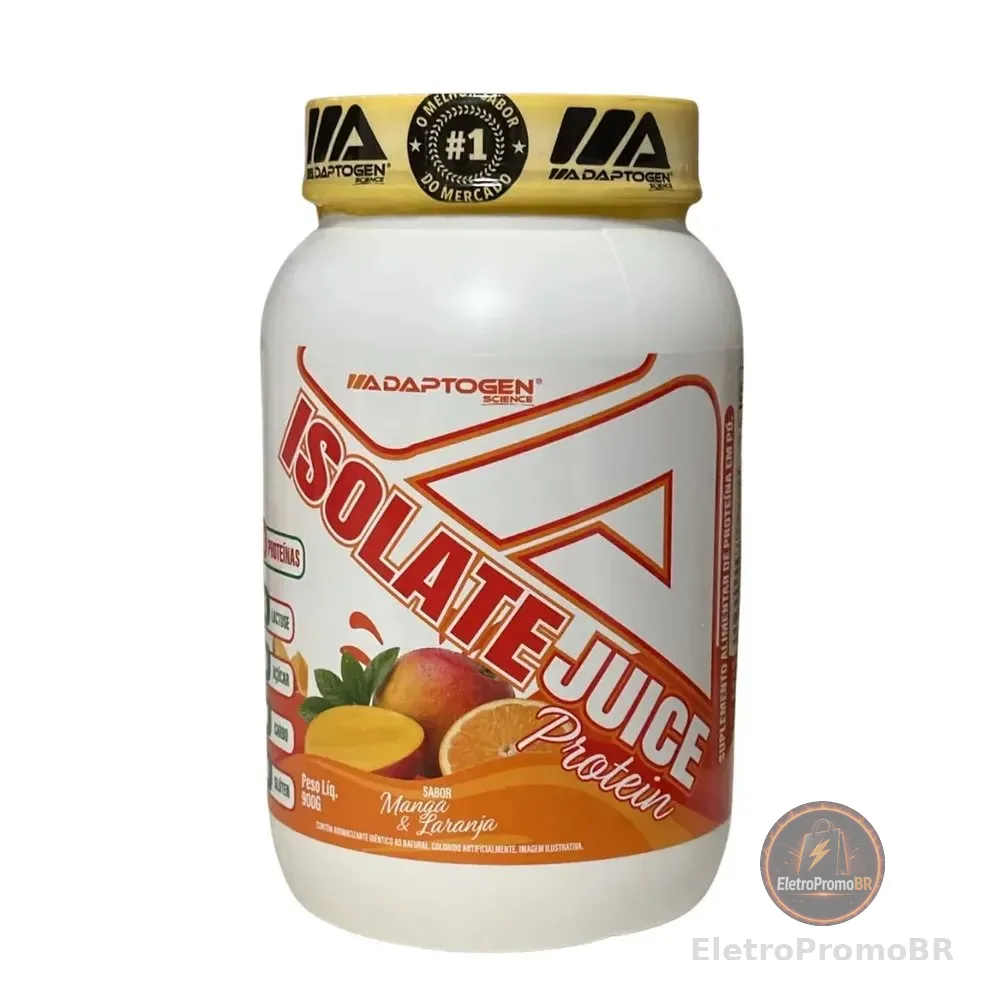Isolate Juice Adaptogen Proteina bovina pote 900g Sabor Manga e Laranja