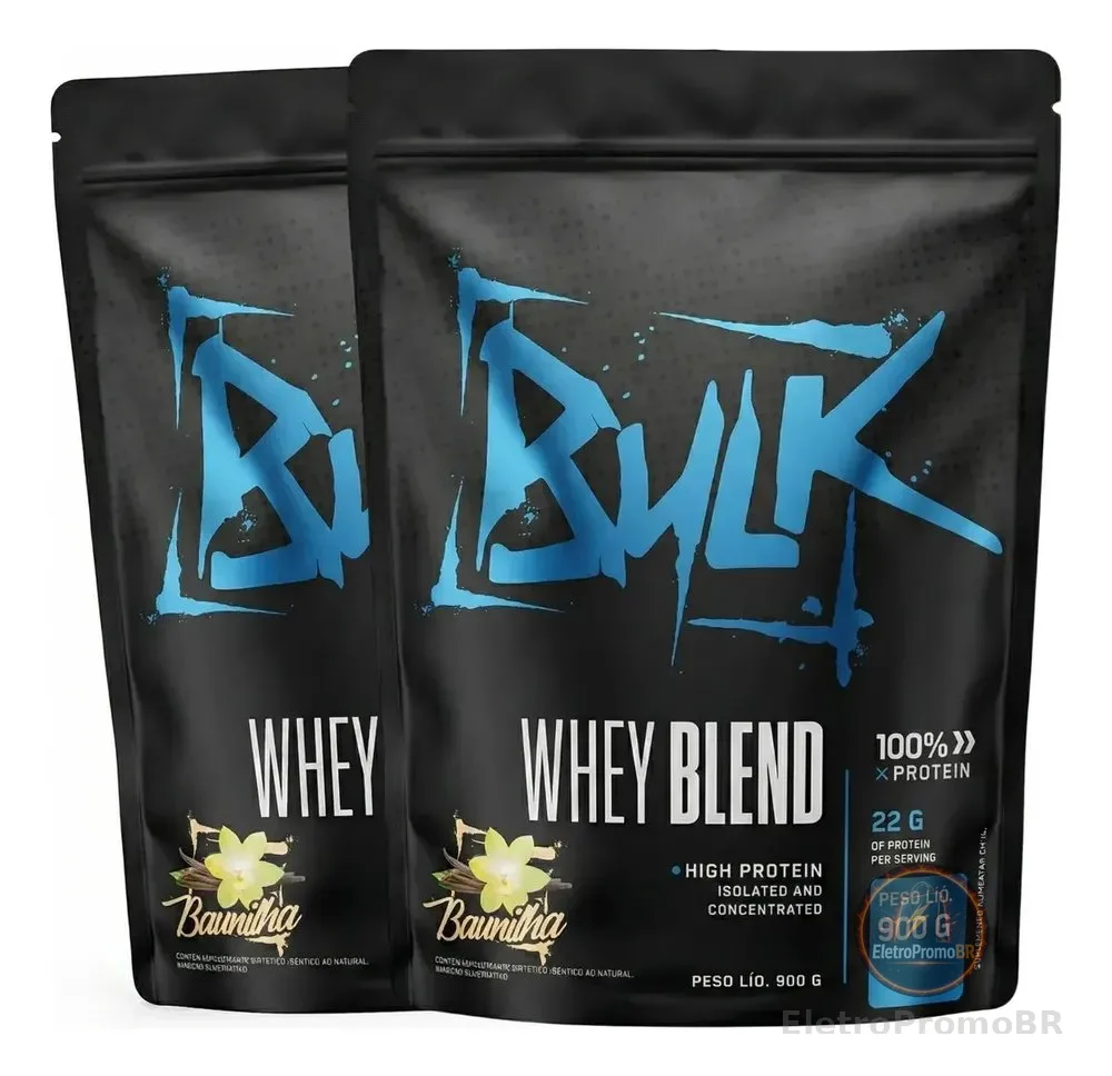 Kit 2x Whey Protein Blend 900g Pó | Bulk Nutrition Sabor Baunilha