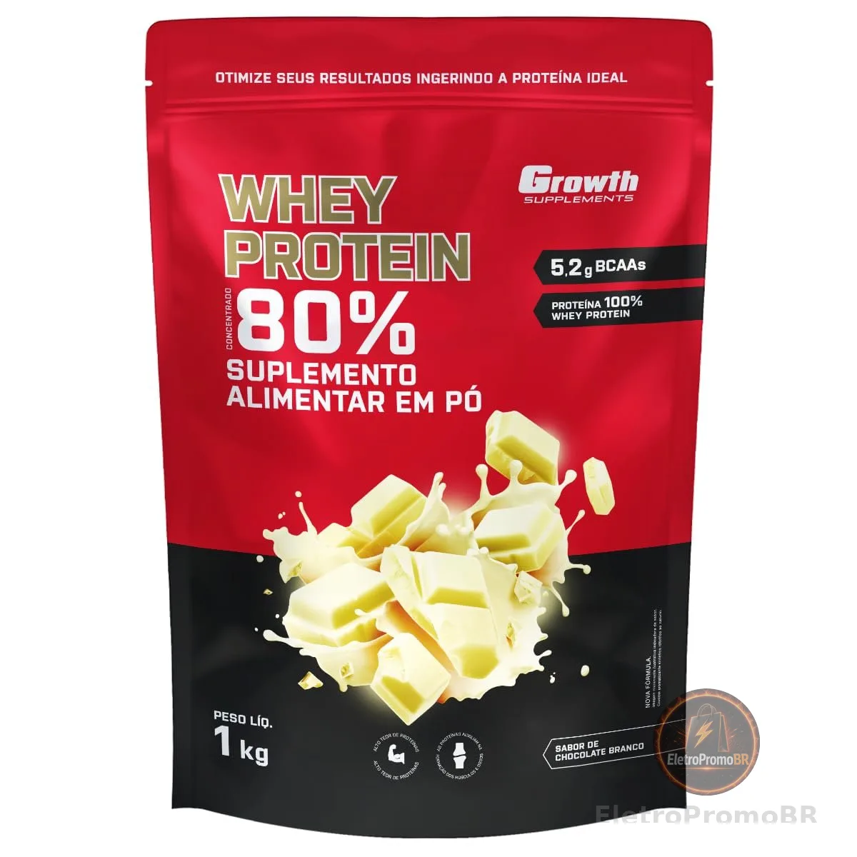 Growth Supplements Whey Protein Concentrado 1kg Growth Supplements - Chocolate Branco