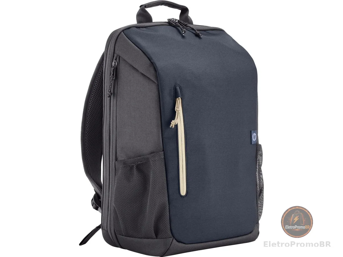 Mochila HP Travel - para Notebook de até 15,6 Polegadas, Multi-compartimentos, Expansível até 21L, com Alças Acolchoadas, Exterior Feito de Materiais Reciclados, Azul (6B8U7AA)