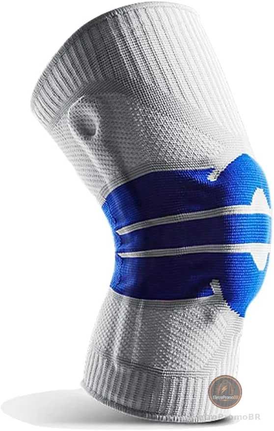 Joelheira de Compressão 3D com Anel de Silicone, Ortopédica Estabilizadora para Dor no Joelho, Academia, Corrida e Esportes (cinza, Grande)