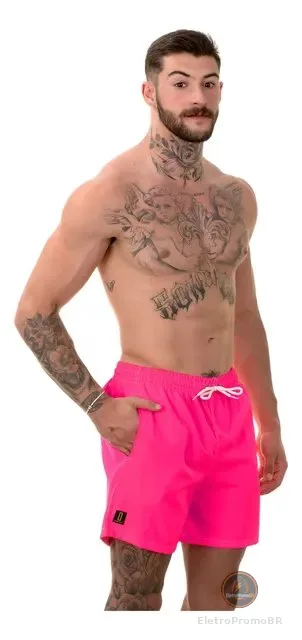 Short Masculino Neon Bermuda Praia Verão Mauricinho