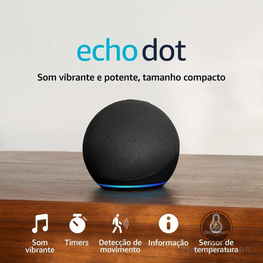 Echo Dot (Geração mais recente) | Smart speaker com Alexa, som vibrante e potente, Wi-Fi e Bluetooth | Cor Preta, com Acesso Antecipado à Alexa+