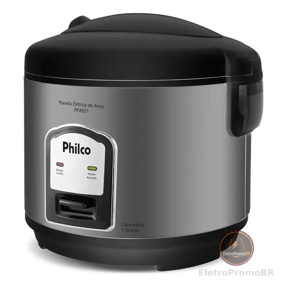 Panela De Arroz Elétrica Philco 5 Xícaras 1,6l Ppae01 Cor Preto 220v