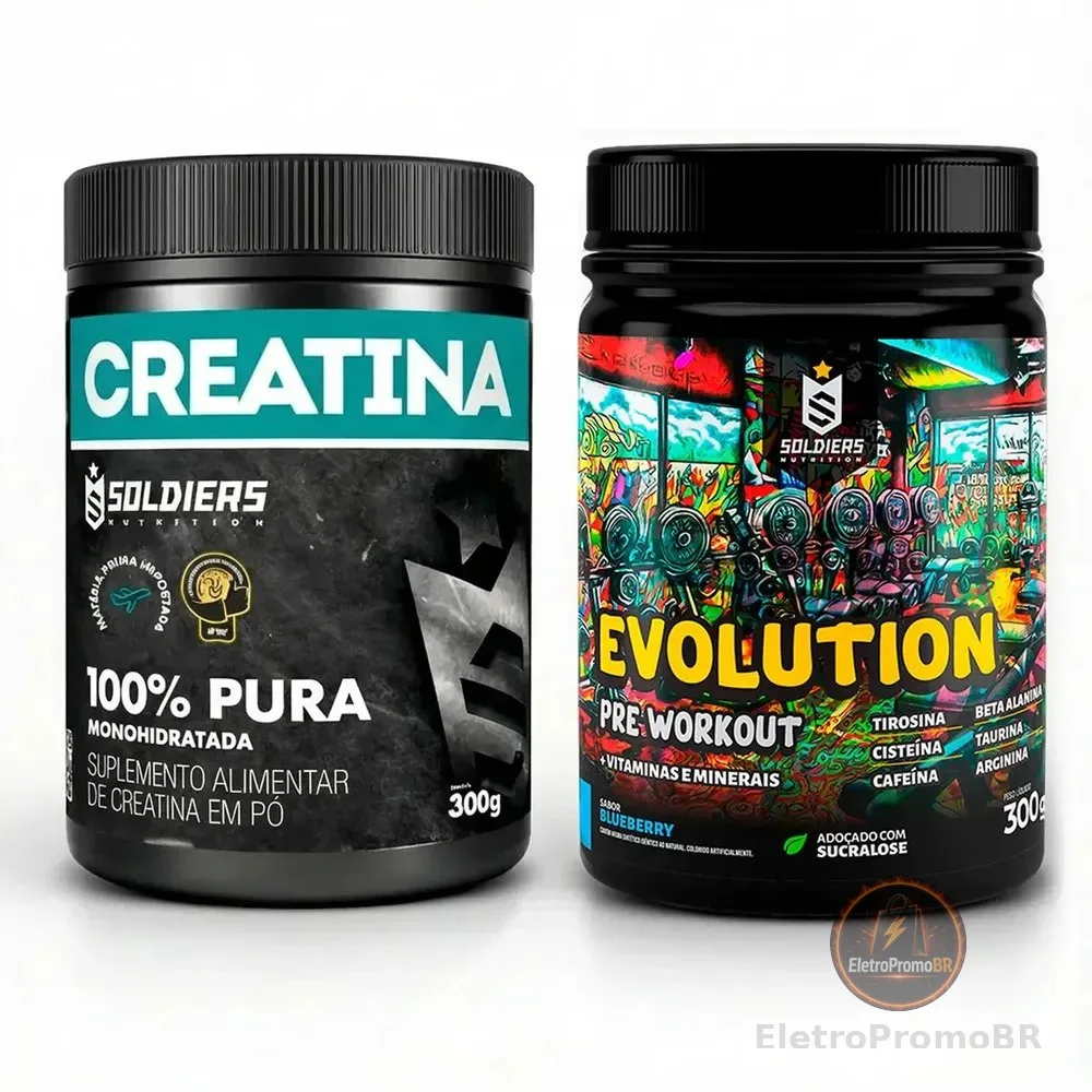 Creatina 300g + Pré-treino Blueberry Evolution 300g - Soldiers Nutrition