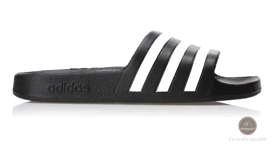 Chinelo Masculino Adilette Aqua adidas Preto E Branco Liso 40/41