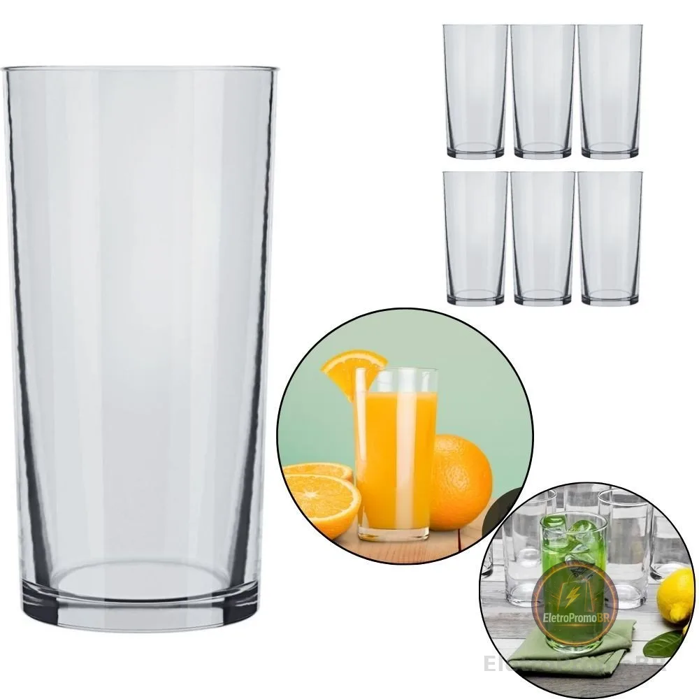 Jogo Copos Cylinder Long Drink Nadir 300ml Kit 06 Unidades