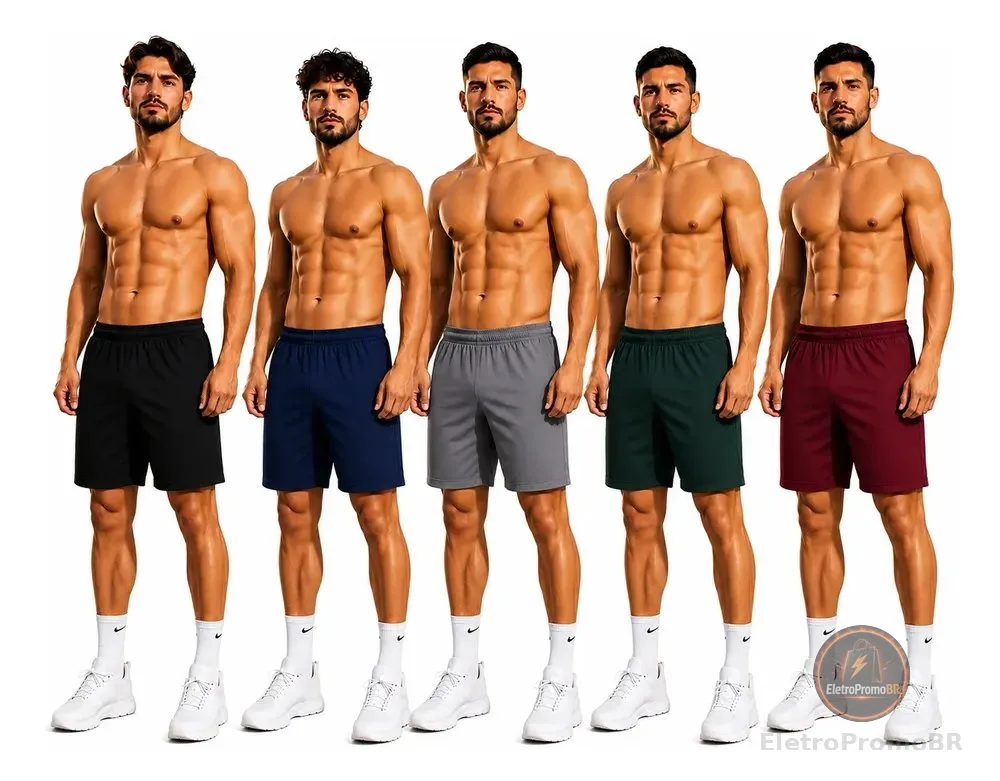 Kit 5 Bermudas Masculina Tipo Jogador Esporte Praia Treino Kit 5 Calção Masculino Sortido Gg