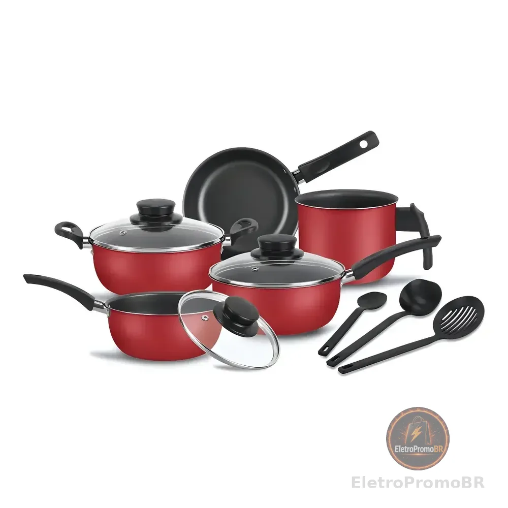Conjunto Panelas Dona Chefa Teflon Elegan 8 Peças Vermelho