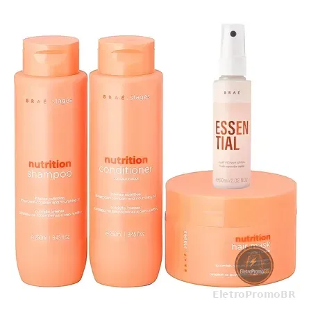 Kit Braé Stages Nutrition Shampoo,cond,másc + Essential 60ml