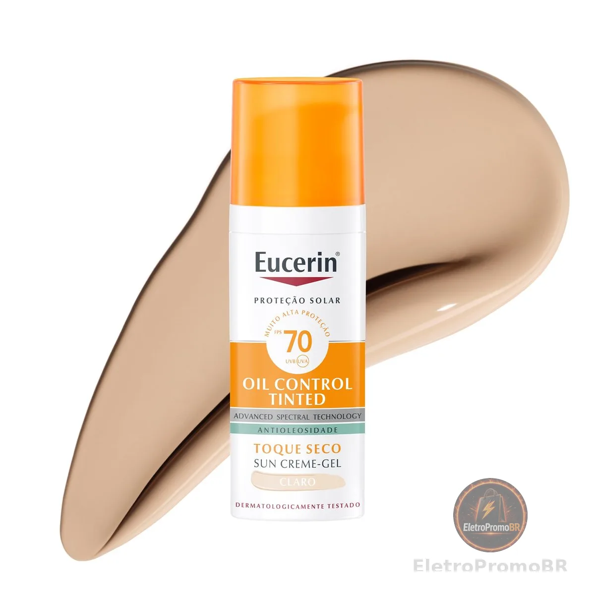 EUCERIN Protetor Solar Facial Oil Control Cor Clara FPS 70 50ml, Antioleosidade, Proteção UVA, UVB e Luz Visível, Pele Oleosa