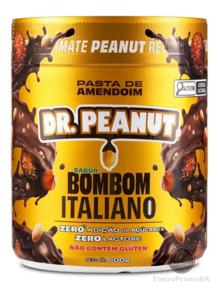 Dr. Peanut Pasta de Amendoim com Whey Isolado 600g Sabor Bombom Italiano