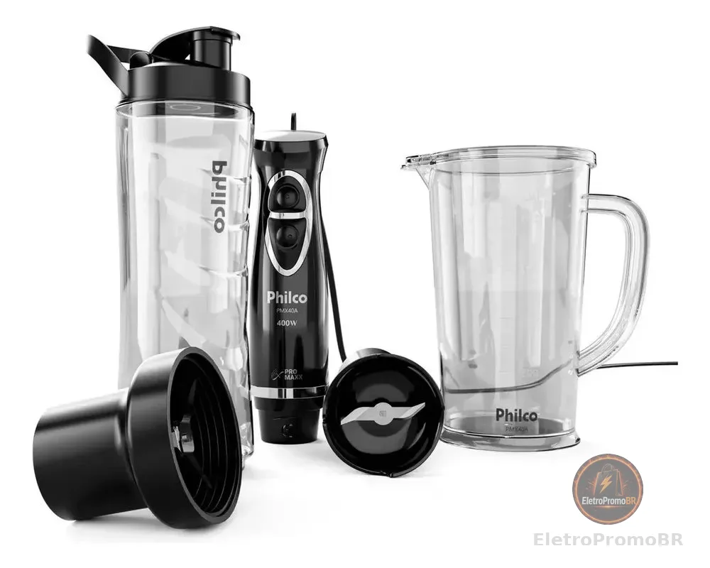 Mixer E Blender Philco 1 Velocidade + Turbo 400w Pmx40a Preto
