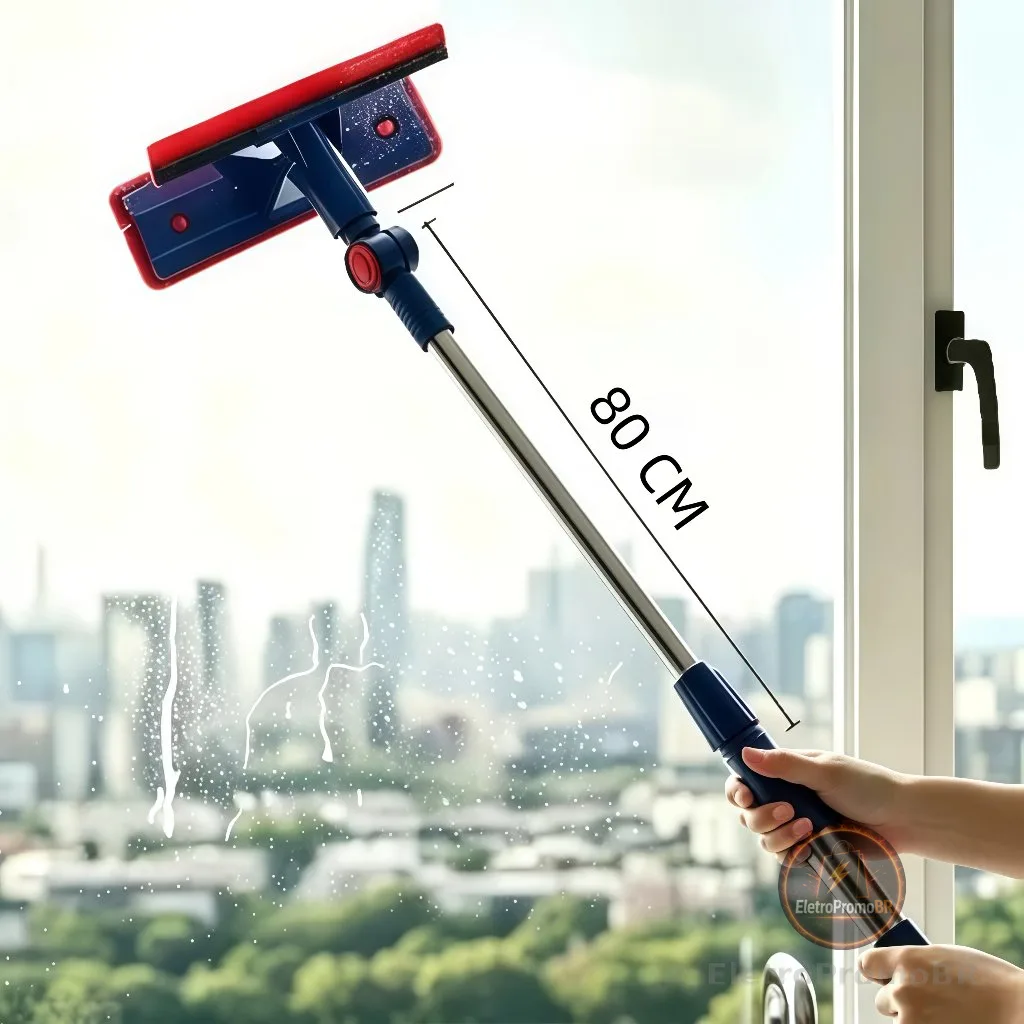 Rodo Limpador de Vidro Extensível Rotativa 360°  Limpeza de Vidro Externo para Apartamentos Altos Domé | Envio Imediato