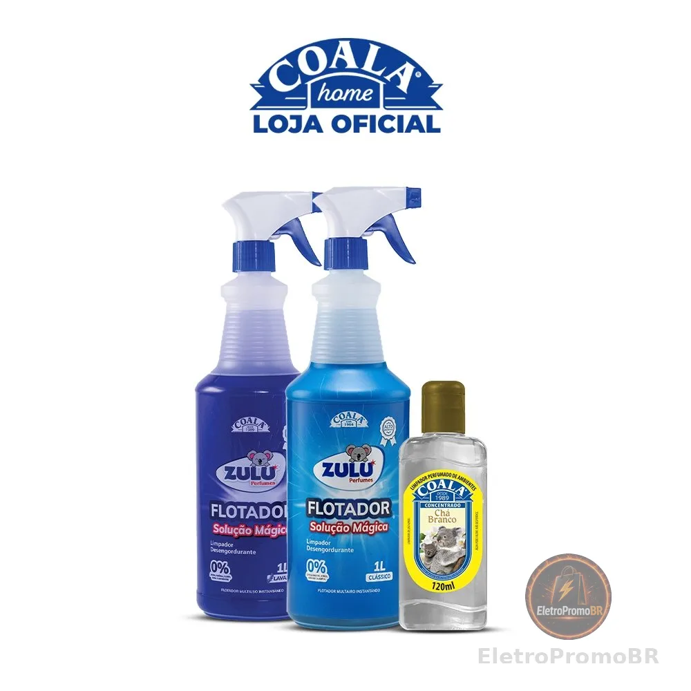 Kit  Flotador Desengordurante Zulu Perfumes/Coala - 1 Lavanda + 1 Tradicional  + 1 Limpador Concentrado Coala 120ml