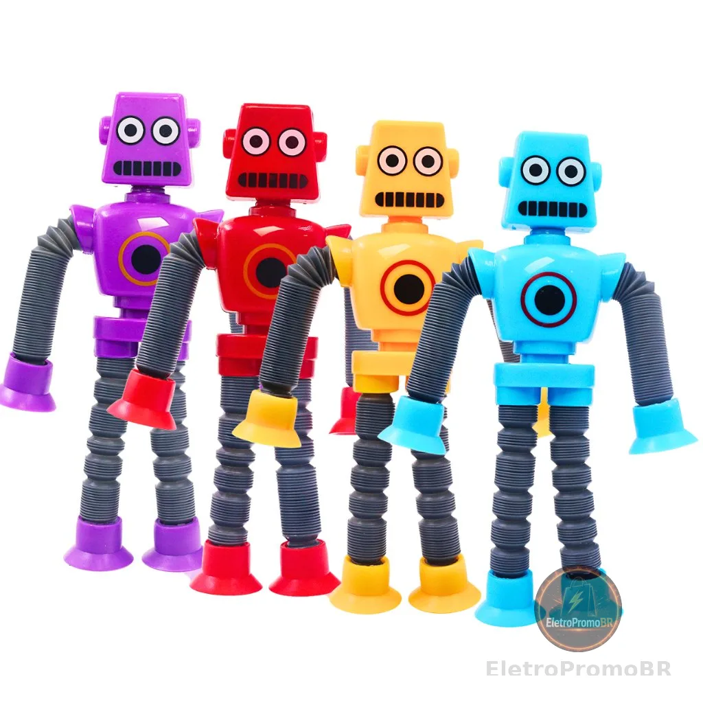 Robô estica e gruda Cartoon pop it Tubo Telescópico Fofo Design Criativo Brinquedo infantil para crianças lembrancinha